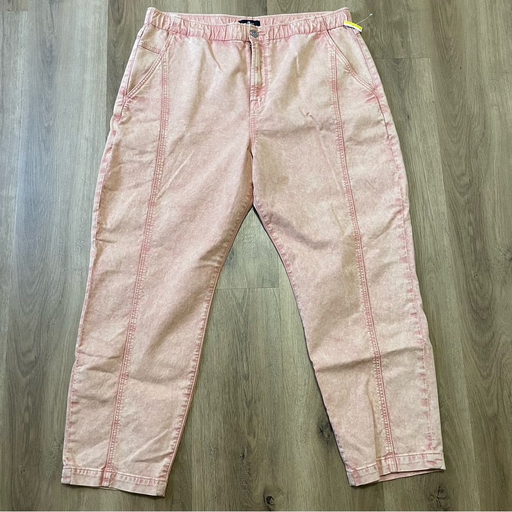 NWT 7 For All Mankind Light Pink High Waisted Cropped Straight Leg Jeans…